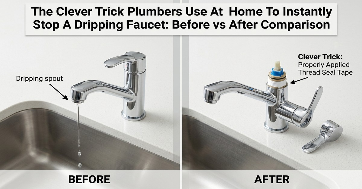 Before vs After Comparison — The Clever Trick Plumbers Use At Home To Instantly Stop A Dripping Faucet